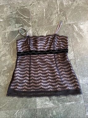 Ann Taylor Black Lace Camisole with Beaded Waist